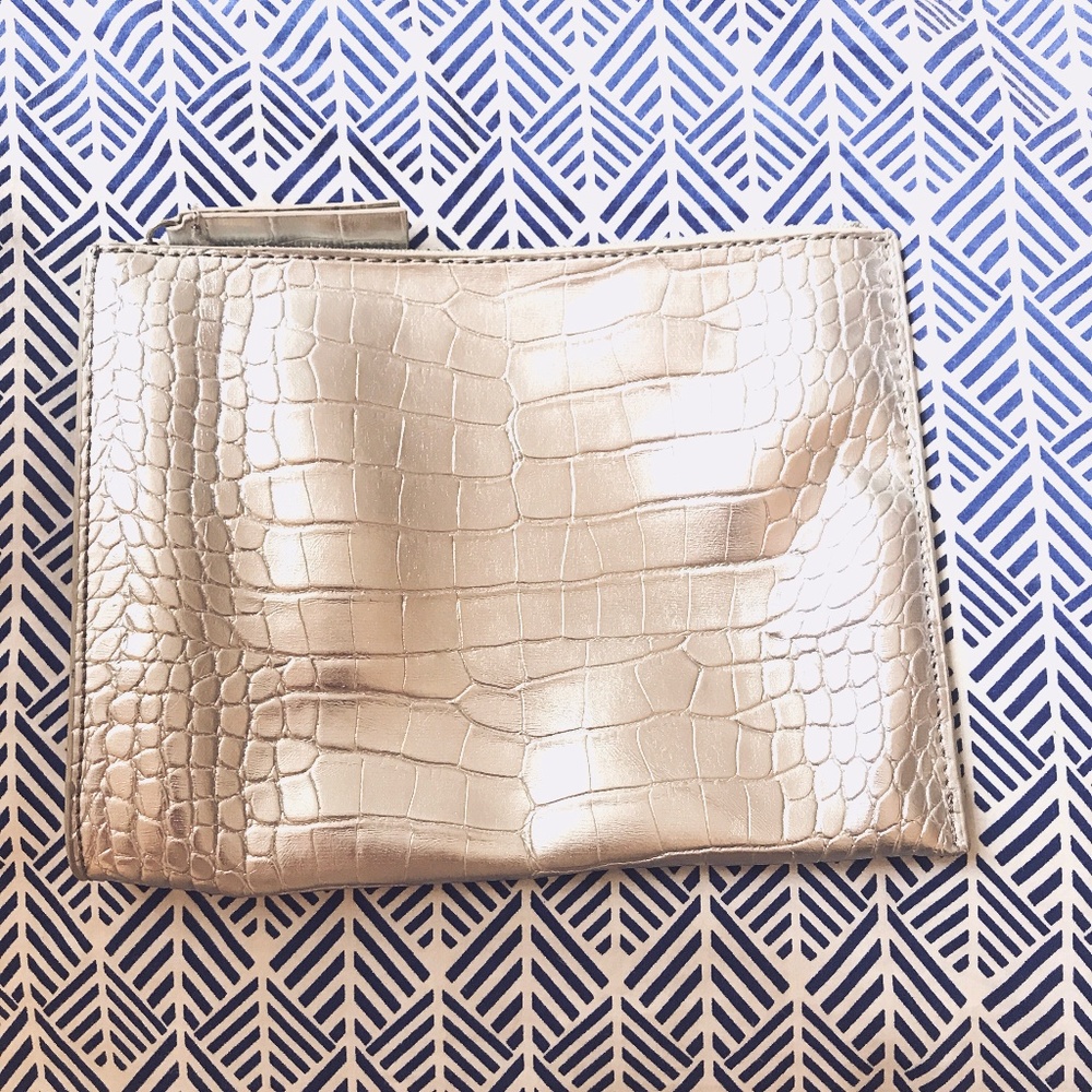Vegan Leather Snakeskin Clutch Banana Republic